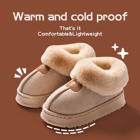 Cotton Slippers for Women, New Winter Snow Boots for Home and Indoor Warmth with Plush Thick Sole Couple Slippers for Men