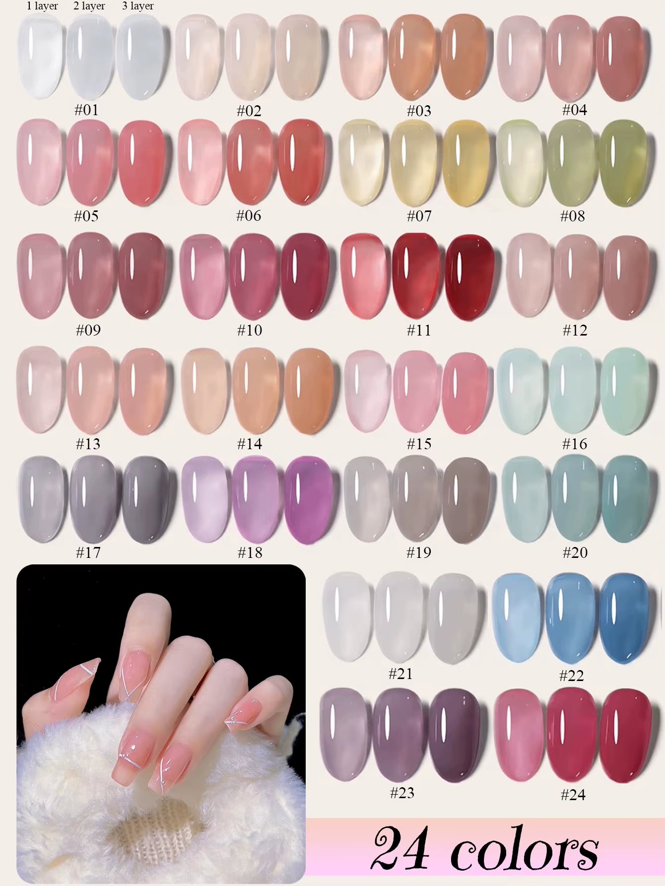 1-30Pcs ZH Spring Summer Popular Jelly Jade Ice Transparent Nude Pink UV Gel Nail Polish All-Match Kit Nail Salon Nail Art