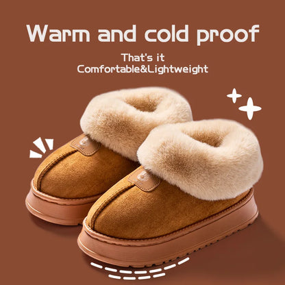 Cotton Slippers for Women, New Winter Snow Boots for Home and Indoor Warmth with Plush Thick Sole Couple Slippers for Men