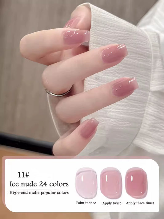 1-30Pcs ZH Spring Summer Popular Jelly Jade Ice Transparent Nude Pink UV Gel Nail Polish All-Match Kit Nail Salon Nail Art