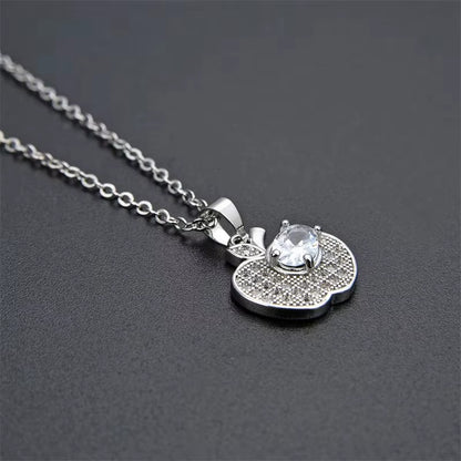 New Silver Color Apple Pendant Necklace Fashion Personality Woman Clavicle Chain Neck Jewelry Accessories