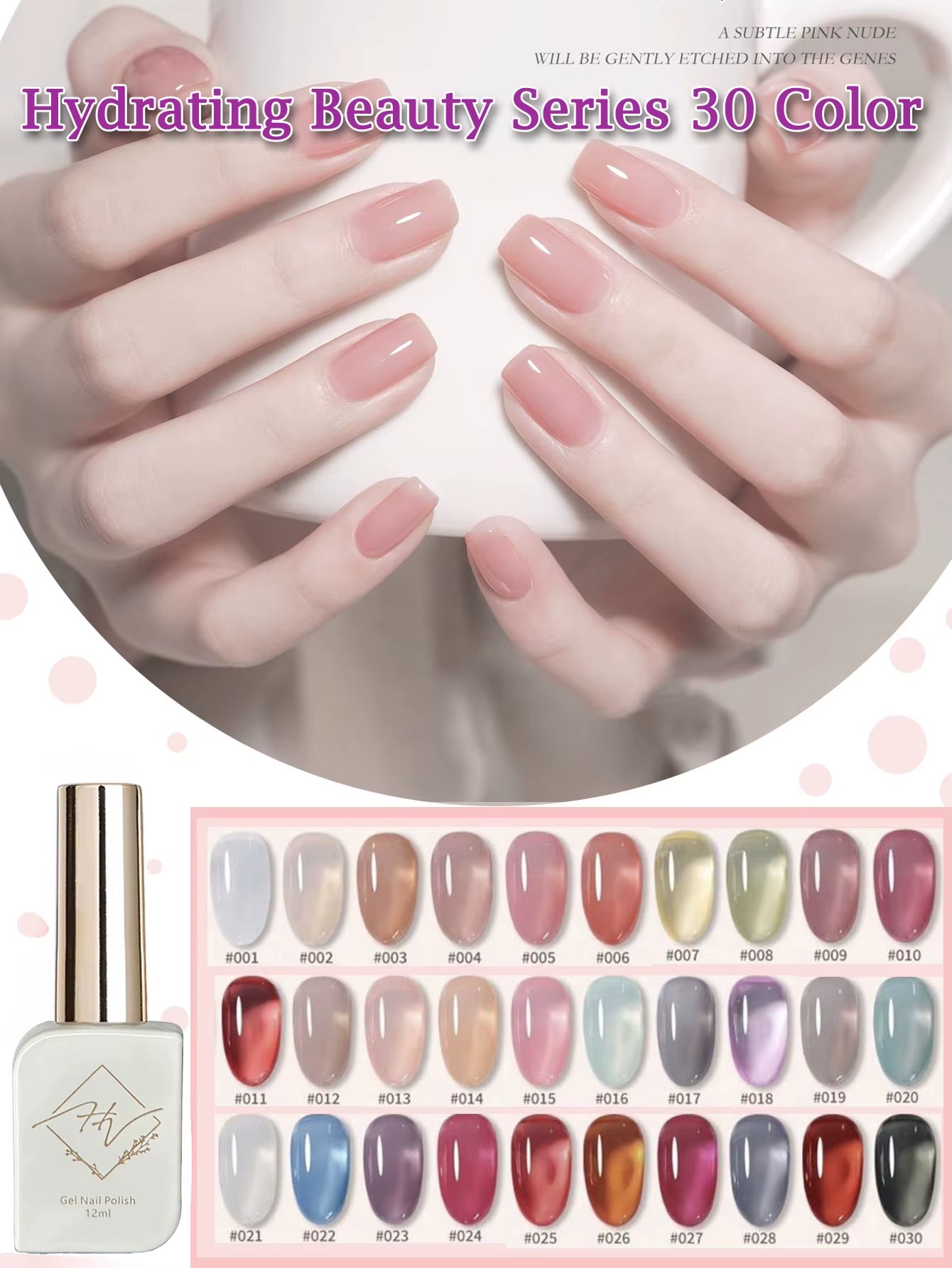 1-30Pcs ZH Spring Summer Popular Jelly Jade Ice Transparent Nude Pink UV Gel Nail Polish All-Match Kit Nail Salon Nail Art