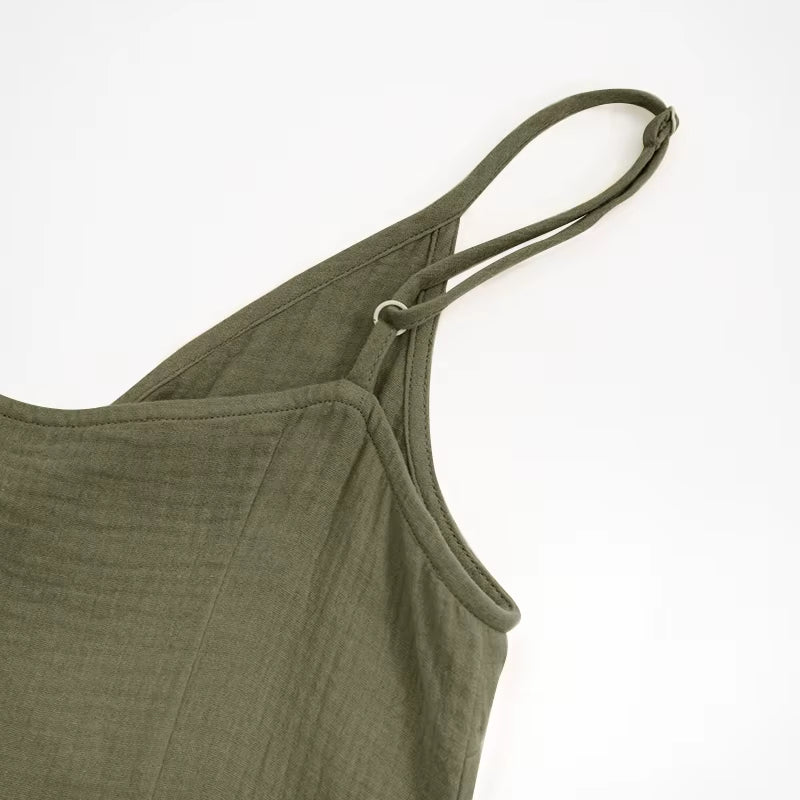 Vintage Women'S Dress 100% Cotton Crepe Gauze V-Neck Sleeveless Bandage Long Maxi Elegant Dresses for Women