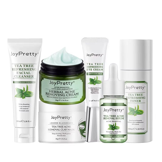 Joypretty Acne Treatment Face Cream Tea Tree Serum Cleaning Pimple Acne Removal Repair Pores Korean Cosmetics Skin Care Kit 6Pcs